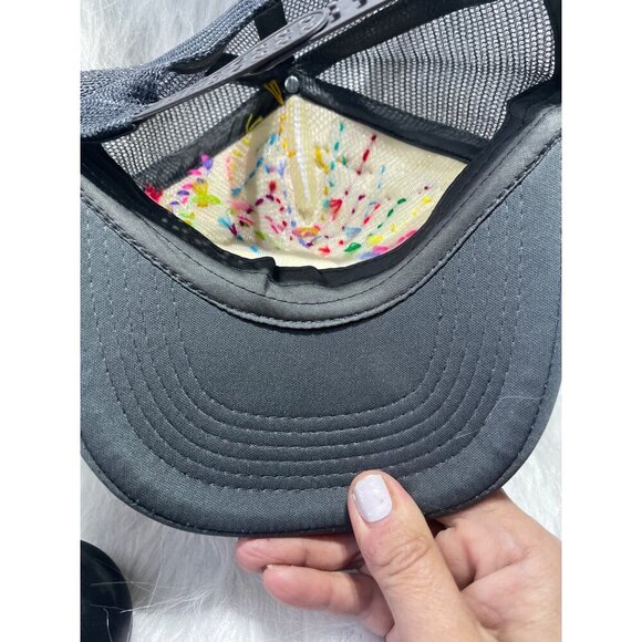 Colorful Embroidered Floral Mesh Trucker Hat Snapback Adjustable Gray & Multicol - Picture 4 of 4